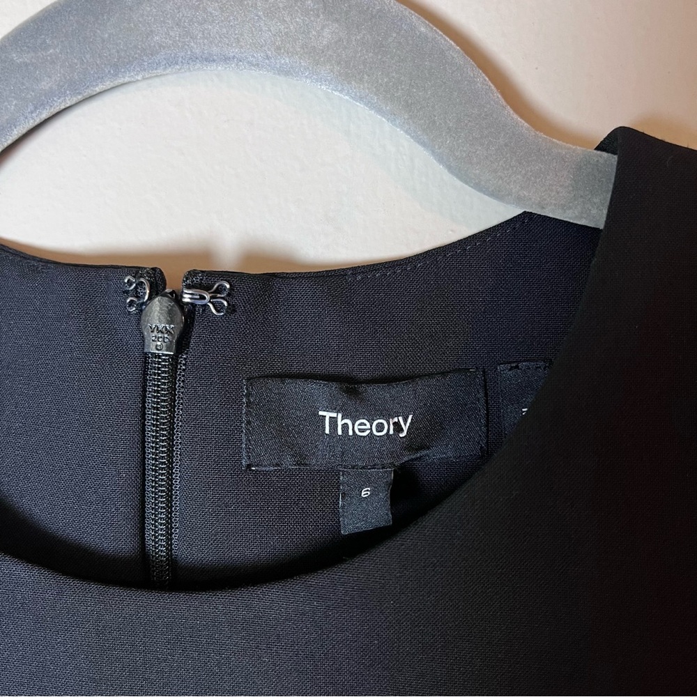 Theory Good Wool Sleeveless Tailored Fitted Sheath Dress Cocktail Career Black 6 - Picture 4 of 7